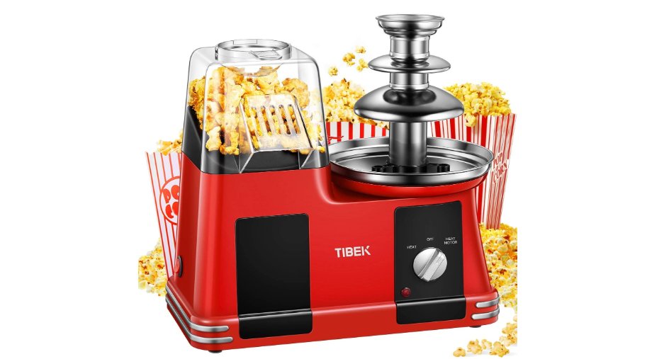 red Macchina per popcorn elettrica Podazz con misurino 1200W sano Macchina per popcorn ad aria calda senza grassi adatta per uso domestico riunioni di famiglia feste 